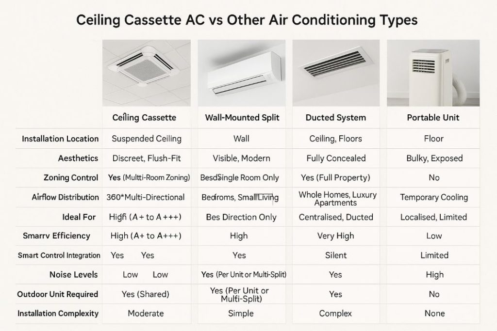 Ceiling cassette ac compared to other types of AC units - RightAir Solutions