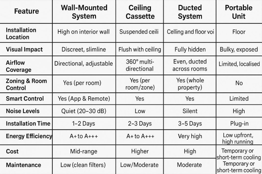 Wall mounted ac systems vs other ac systems - RightAir Solutions