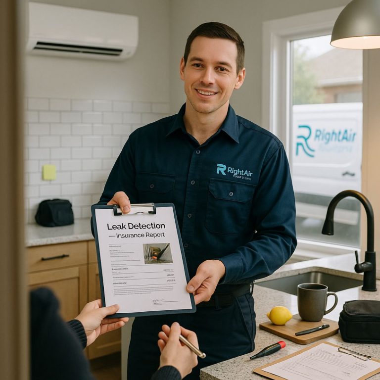 An AI photo of leak detection insurance document by RightAir Solutions