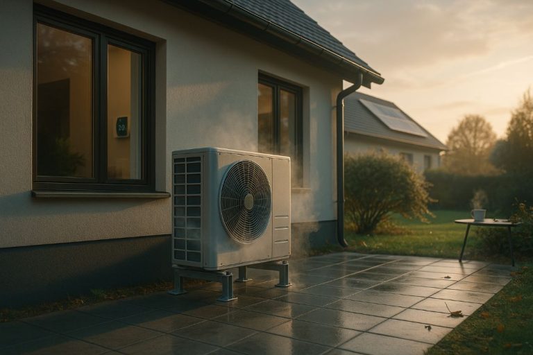 an ai image of a heat source air con unit outside a london home