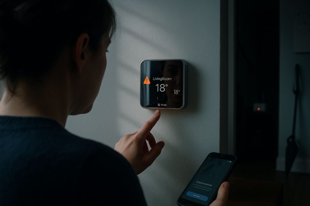 an ai image of a trouble shooting hive thermostat
