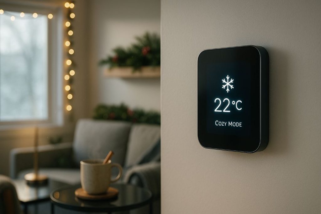 an ai image of thermostat with Christmas theme