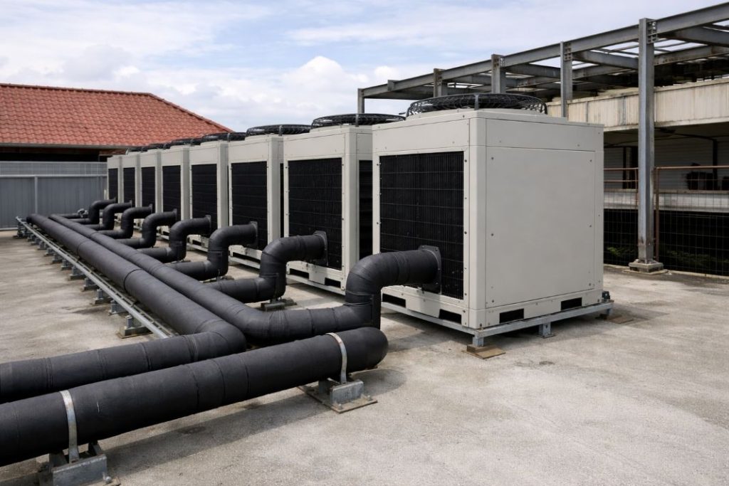 AI image of VRV-VRF System Installation on London rooftop