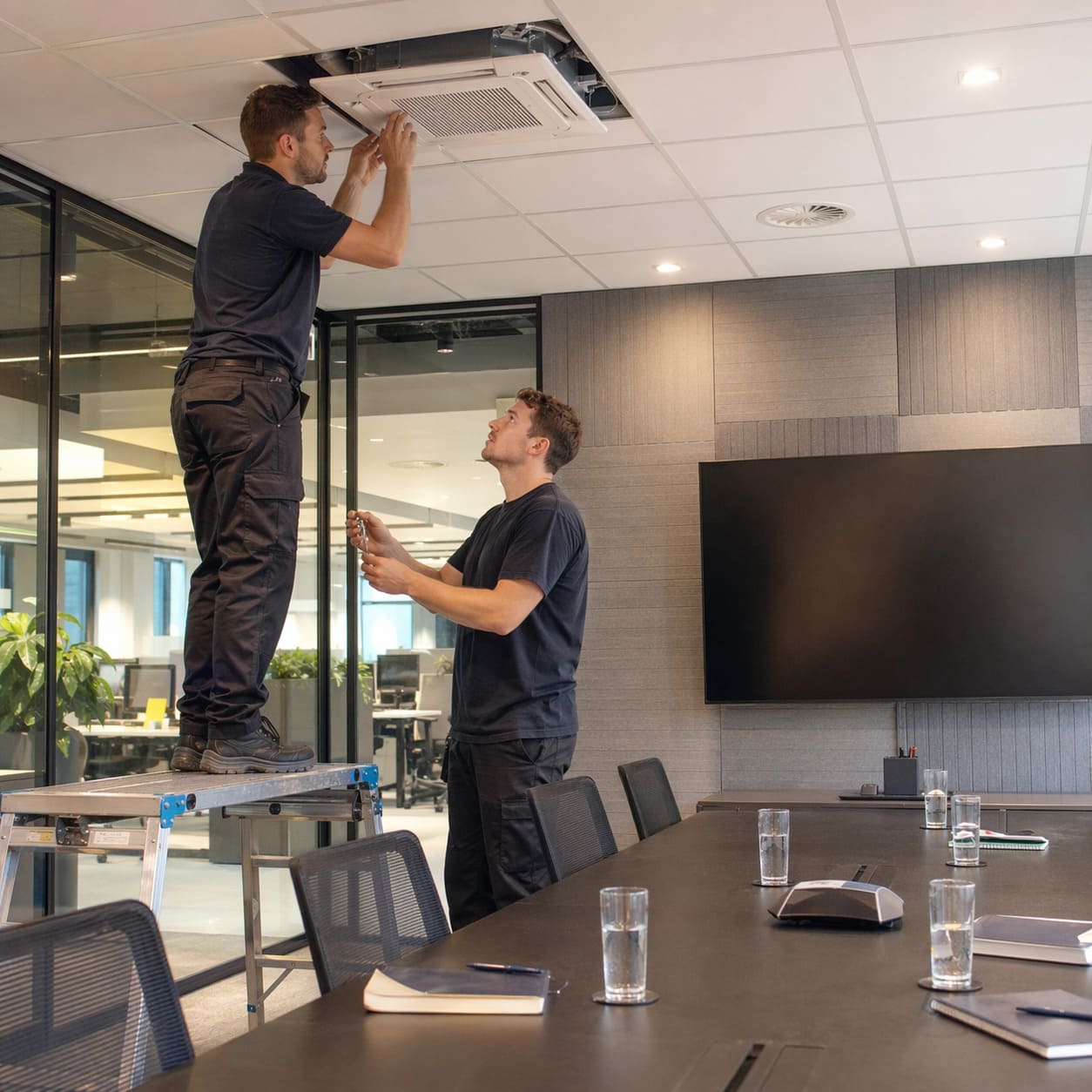 Commercial Air Conditioning Ceiling Cassette Installation – Illustrative Image