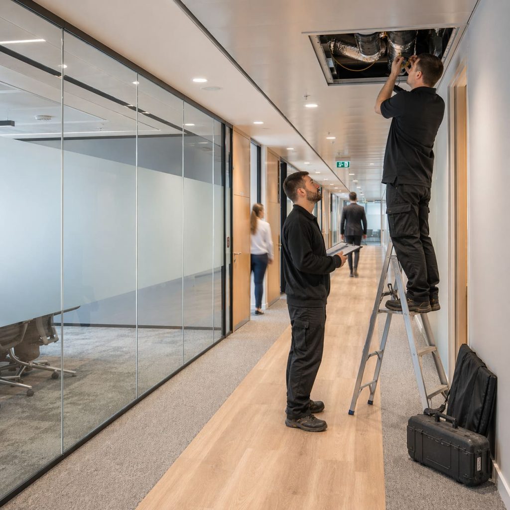 Commercial Air Conditioning Corridor Installation Access - Illustrative Image