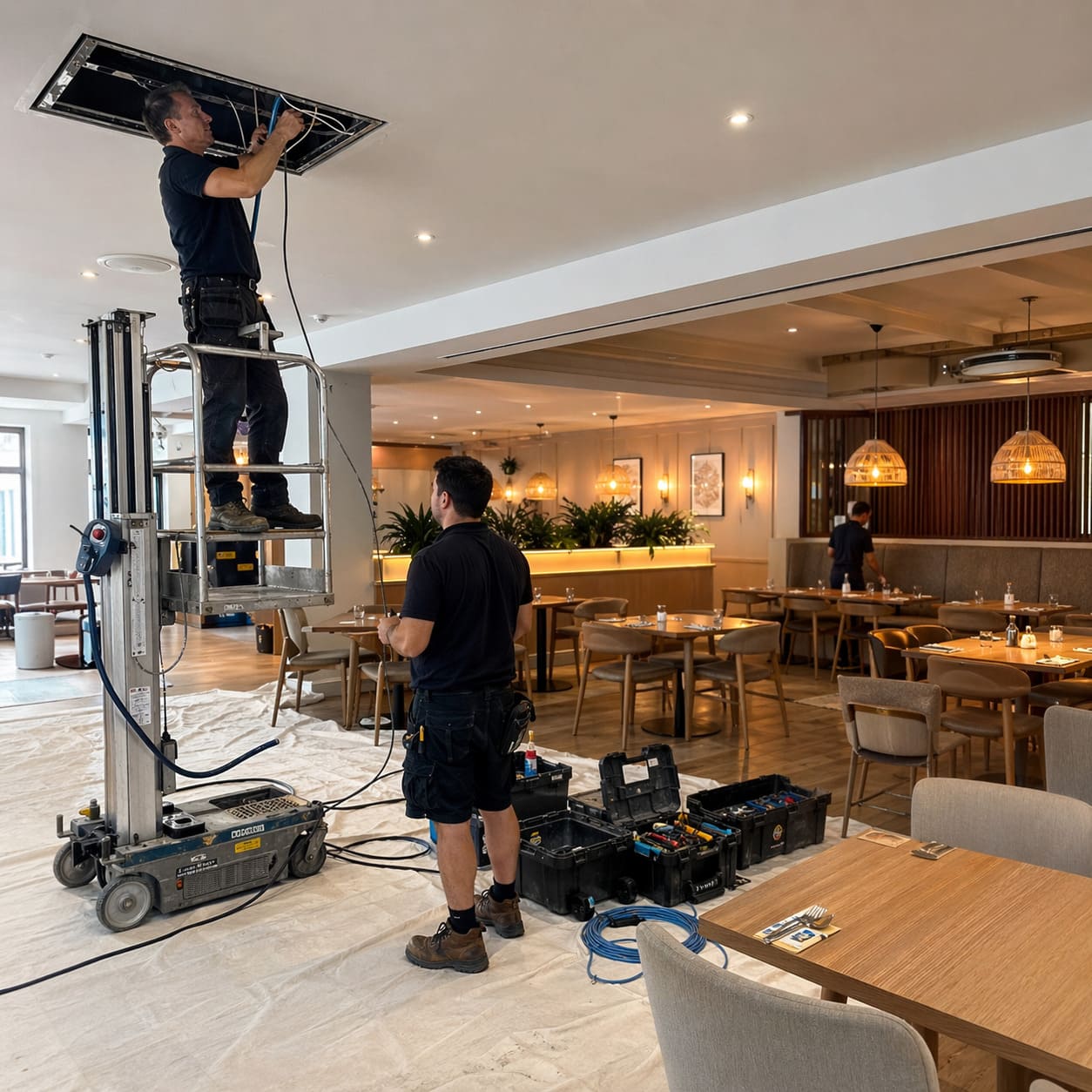 Commercial Air Conditioning Installation in Restaurant Interior - Illustrative Image