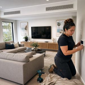 Ducted Air Conditioning Finished Lounge Installation - Illustrative Image
