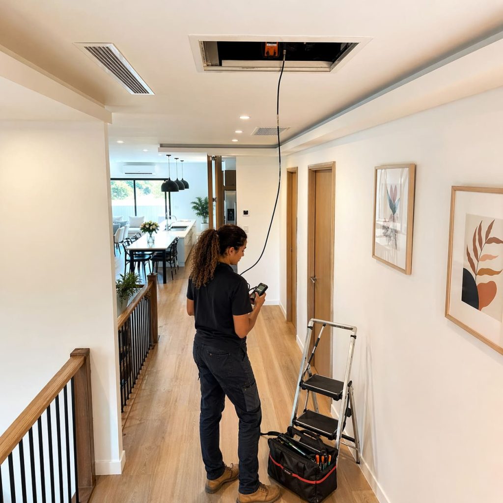 Ducted Air Conditioning Multi-Zone Hallway Installation - Illustrative Image