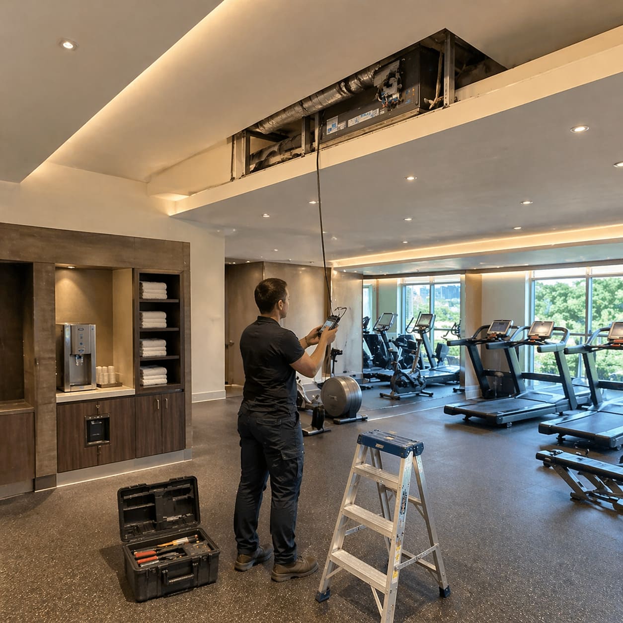 Hotel Hospitality AC Connection Check in Hotel Gym - Illustrative Image
