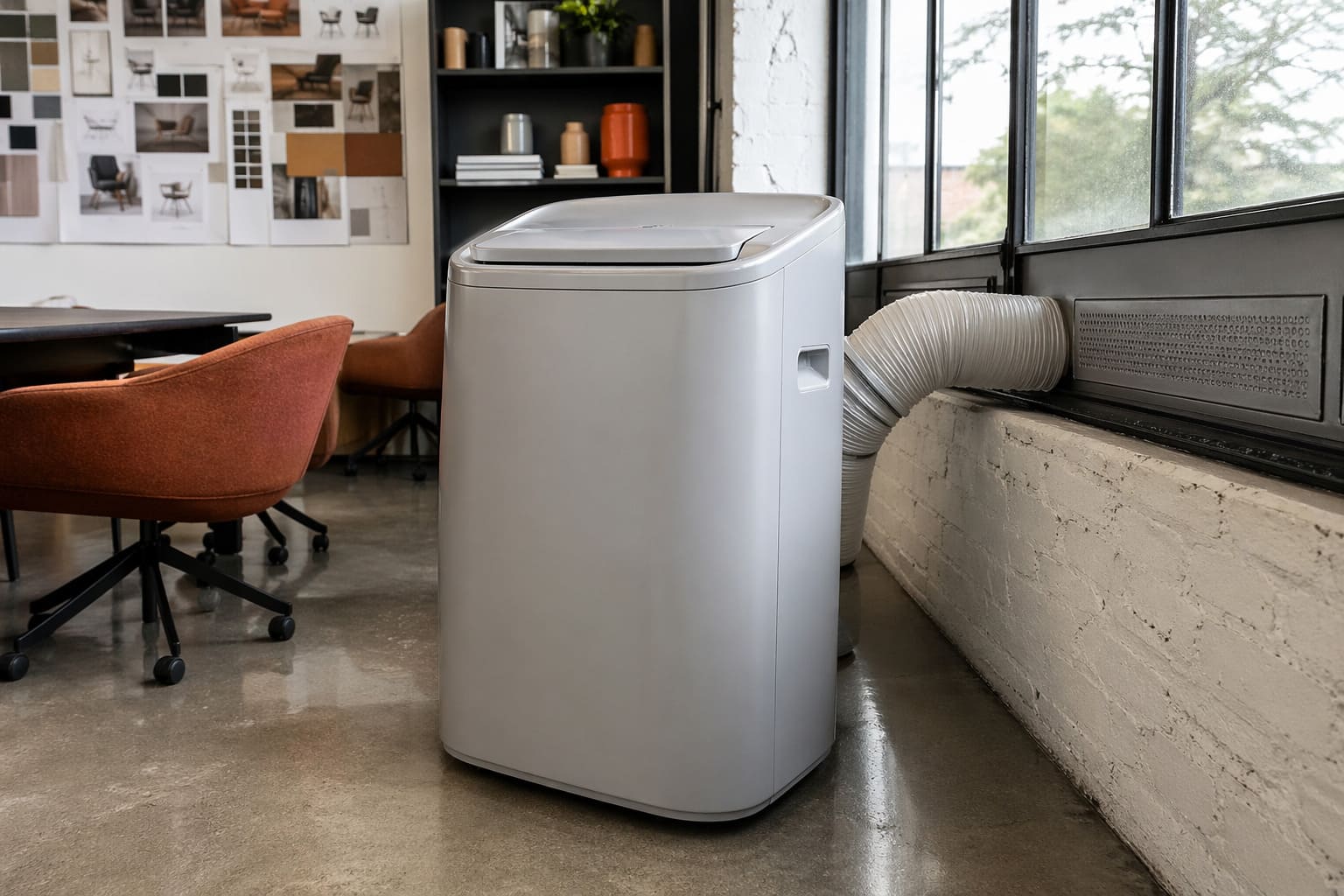 Portable AC Unit Installation in Creative Design Studio – Illustrative Image