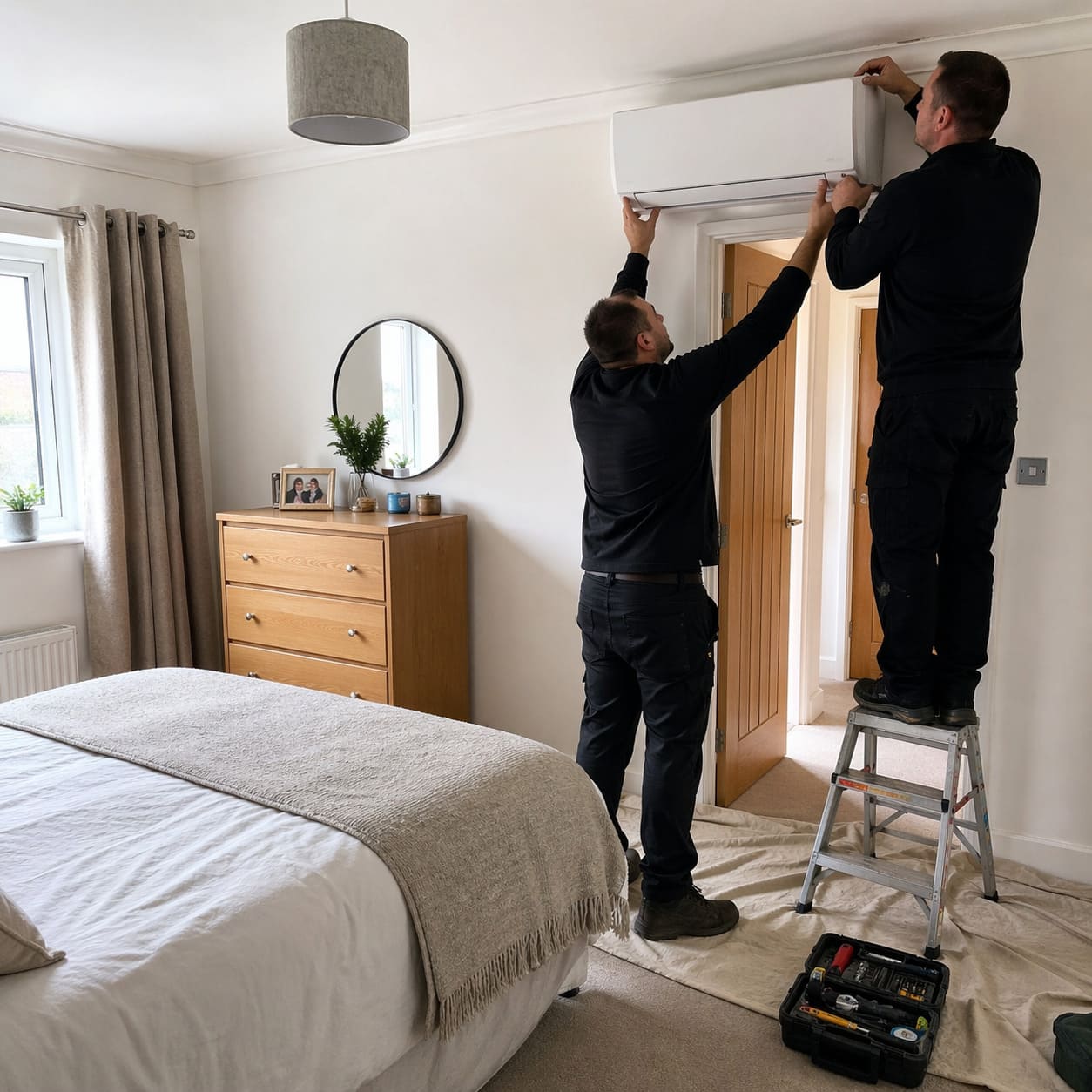 Residential Air Conditioning Bedroom Install - Illustrative Image