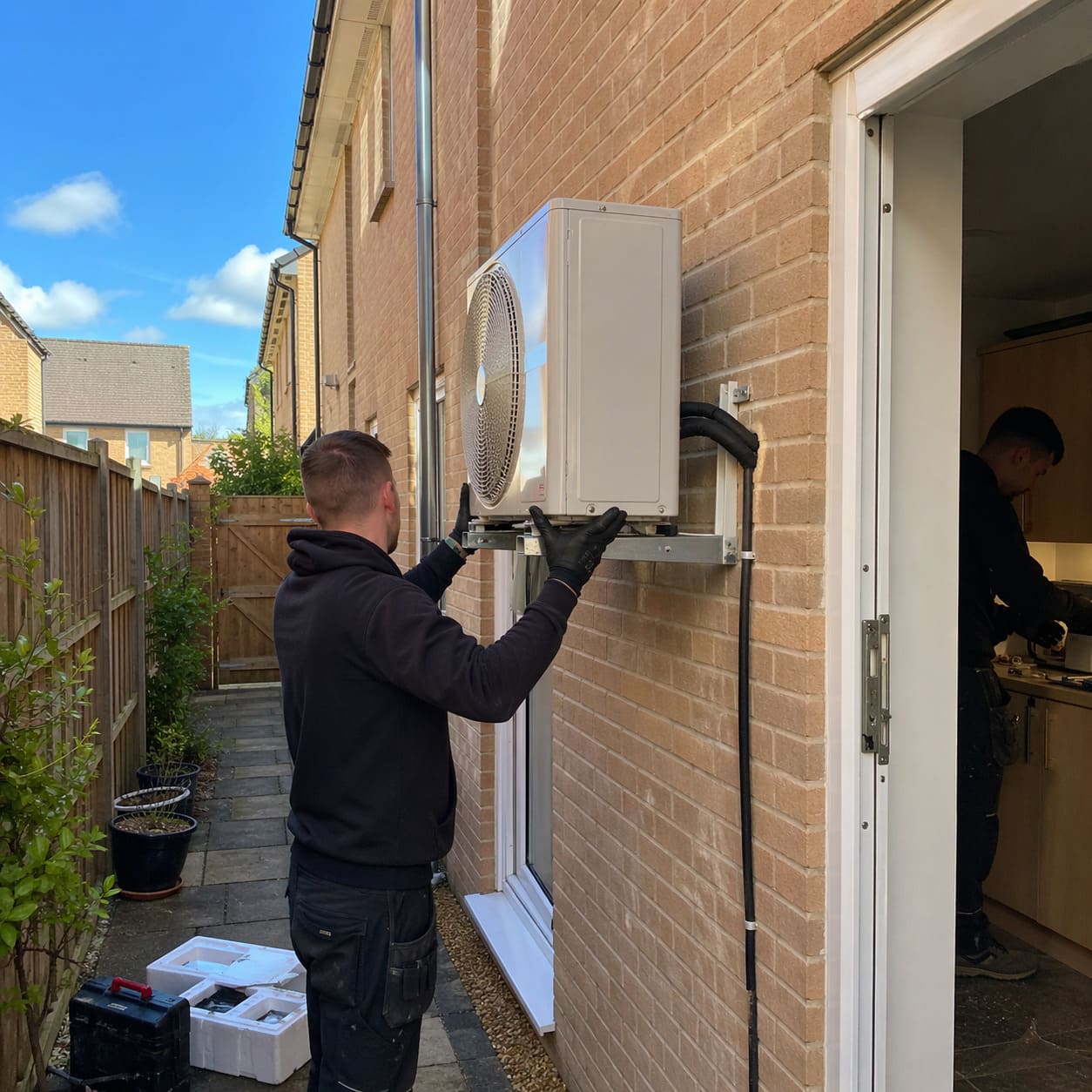 Residential Air Conditioning Outdoor Condenser Installation – Illustrative Image