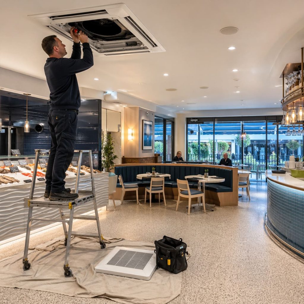 Retail Restaurant Cooling Installation in Seafood Dining Room - Illustrative Image