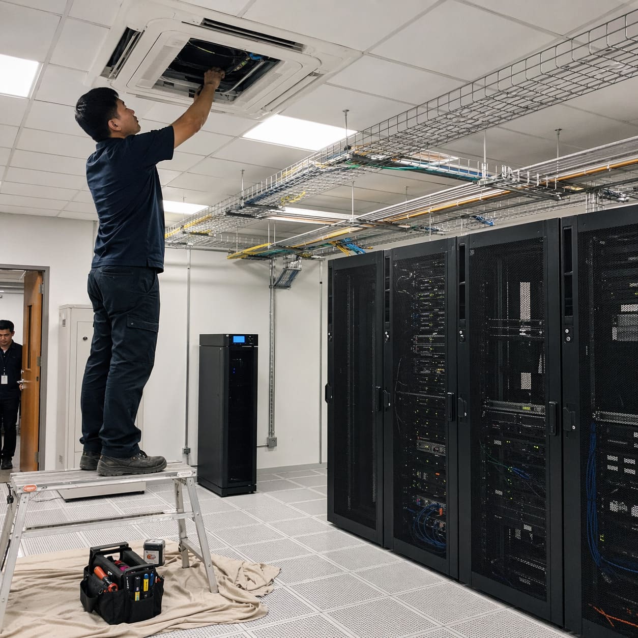 Server Room Cooling Installation in University IT Room – Illustrative Image