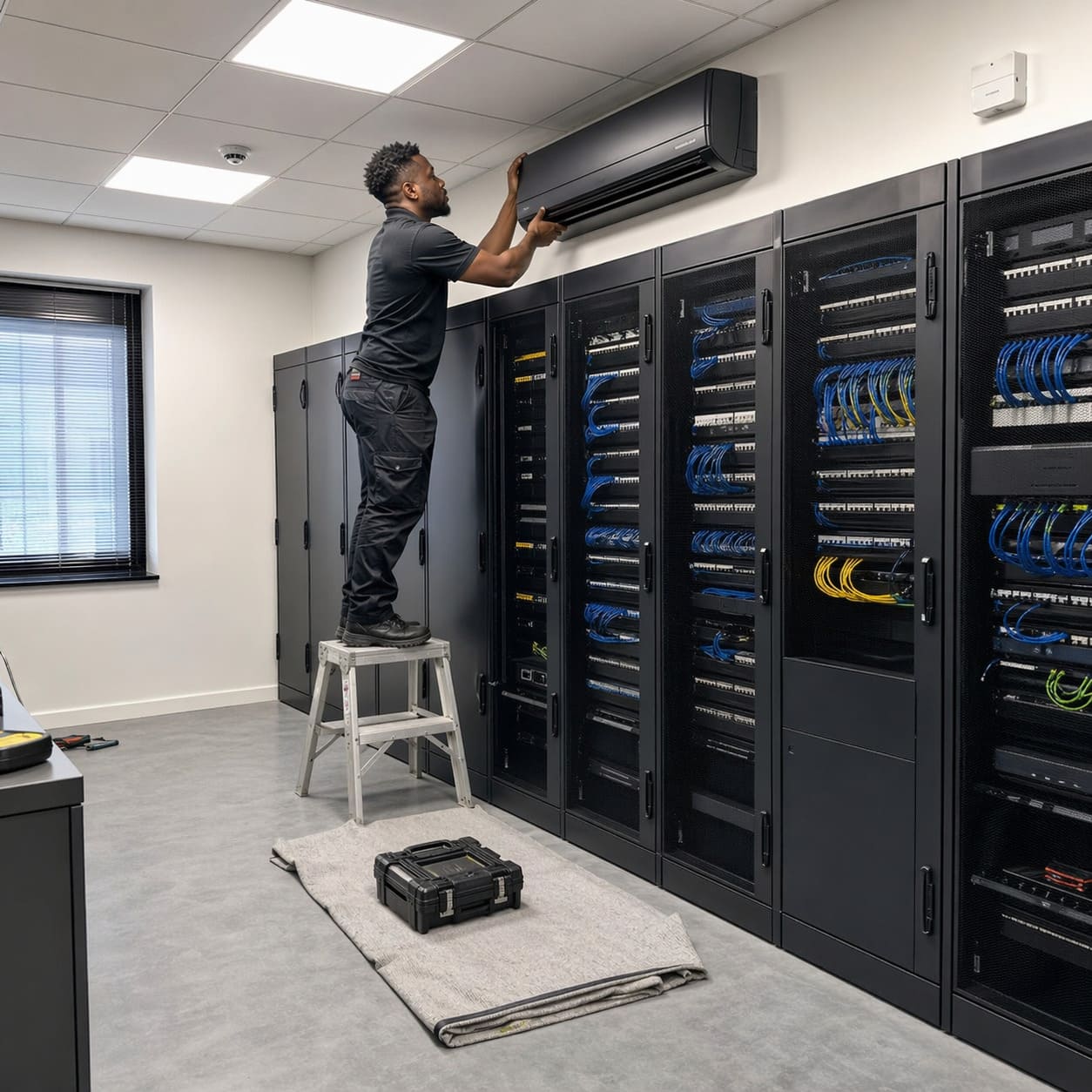 Server Room Wall Cooling Installation in Office Comms Room - Illustrative Image
