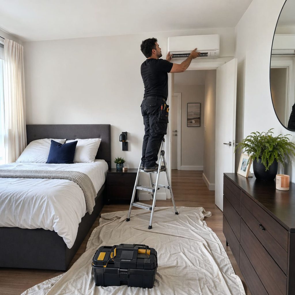 Wall-Mounted Unit Bedroom Install - Illustrative Image