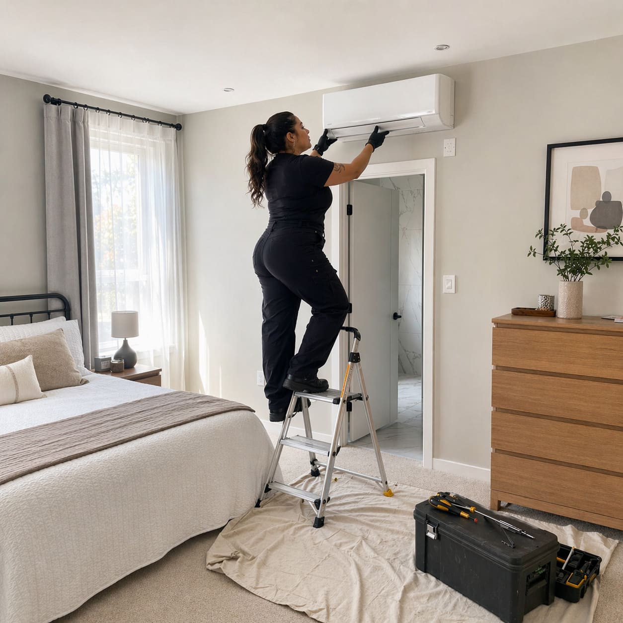Wall Mounted Unit Bedroom Installation – Illustrative Image