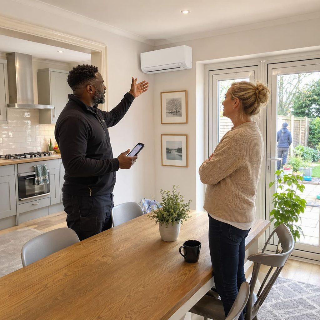 Wall-Mounted Unit Installation Handover in Family Dining Room - Illustrative Image
