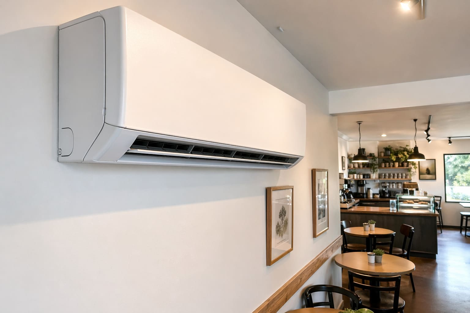 Wall Mounted Unit Installation in Independent Café Seating Area – Illustrative Image