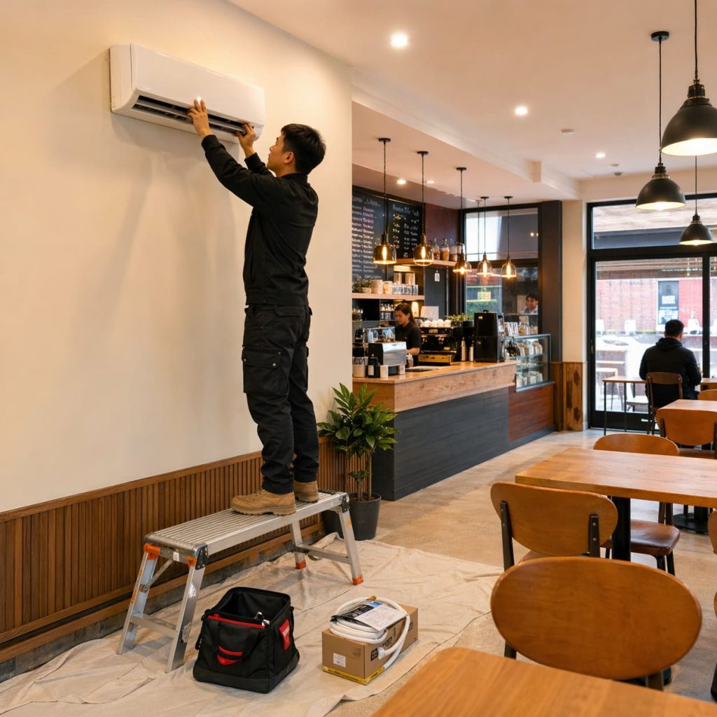 Wall-Mounted Unit Installation in Small Café - Illustrative Image