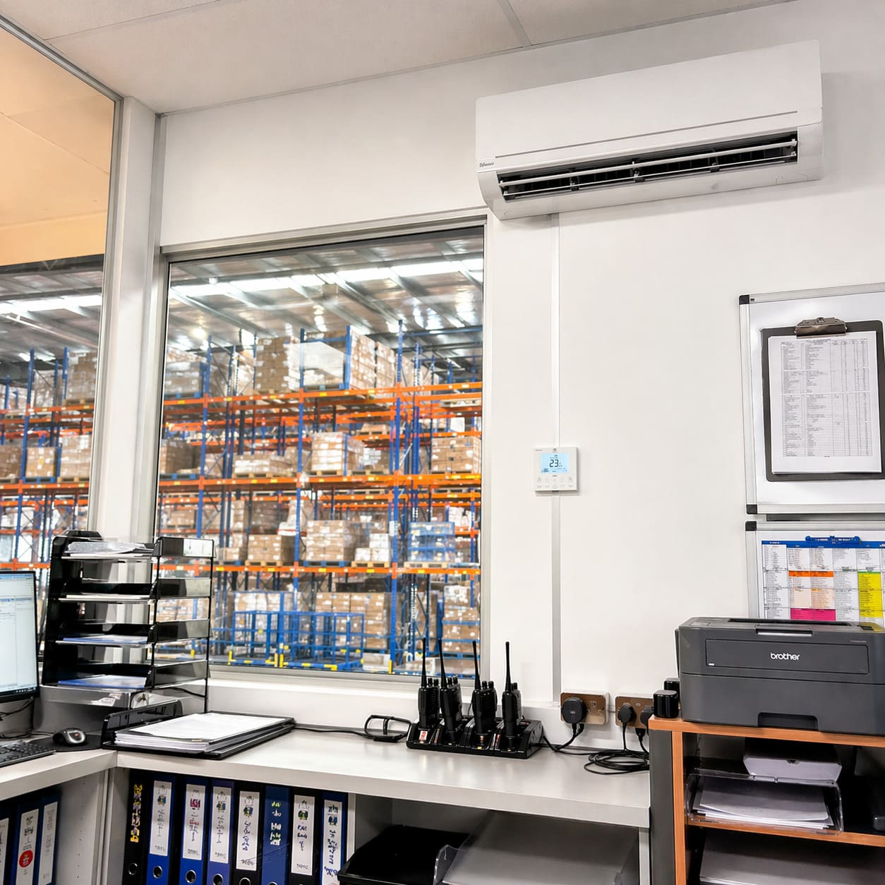 Warehouse Industrial AC Control Check in Operations Office - Illustrative Image